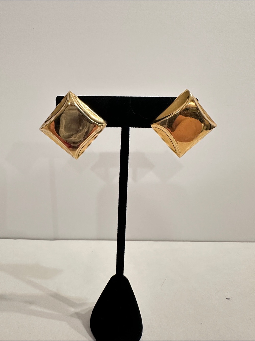 Vintage Gold Tone Square/Diamond Dome Post Earrings